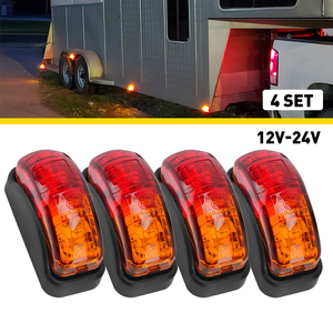 4Pcs <b>Red</b> Amber <b>LED</b> Clearance <b>Lights</b> Side Marker Lamps For Trailers Trucks Cars - Product Image 1