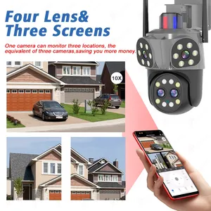 Thông Minh Nhà Máy Ảnh Với 4 Ống Kính 180 Độ Xem 10X Zoom Quang Học Đầy Màu Sắc Tầm Nhìn Ban Đêm Bluetooth Nhanh Chóng Cặp Wifi CCTV Máy Ảnh - Product Image 6