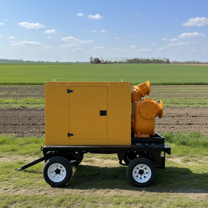 Pompe à eau auto-amorçante silencieuse montée sur remorque 60kW-80kW avec démarrage à distance automatique pour travaux agricoles et de construction AJS-60GF Puissante auto-amorçante - Product Image 1