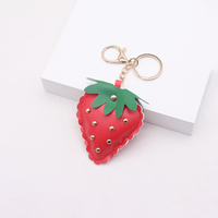 Faux Lederen Aardbei Sleutelhangers Zoete Fruit Sleutelhangers Tas Sleutelhanger Sleutelhanger Voor Rugzak Portemonnee