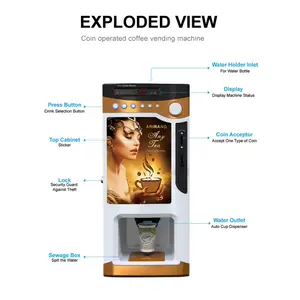 Coin Operated Smart Commercial Fully Automatic Bean To Cup Multi Drinks Coffee Vending Machine