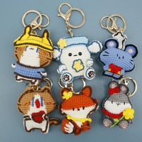 Porte-clés animaux au crochet faits main, breloques de sac en coton doux tricoté (chat, renard, lapin), mini-poupées amigurumi mignonnes, cadeau créatif