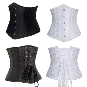 Delle donne 24 In Acciaio Disossato Raso Underbust Formazione Della Vita del <span class=keywords><strong>Corsetto</strong></span> Del Broccato - Product Image 5
