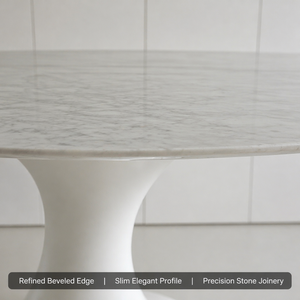 UnionStone Wholesale Luxury Carrara <b>White</b> Marble Oval <b>Dining</b> <b>Table</b> <b>White</b> Tulip Pedestal Base Stone <b>Table</b> for Hotel Villa - Product Image 4