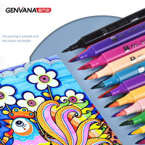 Marcadores de Arte Genvana con Logotipo Personalizado, Marcadores de Tinta a Base de Agua para <span class=keywords><strong>Dibujo</strong></span> <span class=keywords><strong>Artístico</strong></span>, Punta de Pincel de Fibra Suave, Multicolor, 24 Piezas, Bolígrafo de Acuarela - Product Image 5