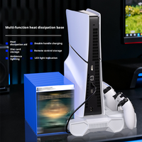 Nouvelle base de refroidissement multifonctionnelle pour PS5 Pro Slim avec support de stockage de disques, support de charge double pour manettes et crochet pour casque