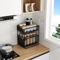Armoire de cuisine tiroir à épices edelstahl 2 niveaux sous évier coulissant organisateur grille métallique étagères de rangement de salle de bain