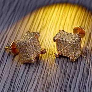 Fine Jewelry Earrings Square Zircon Gold Silver Plated Earring Stud New Style Style Square Earrings For Women