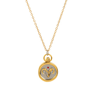 Impermeable 12 Constelaciones sello fundición collar 18K oro horóscopo mal <span class=keywords><strong>de</strong></span> ojo colgante collar para mujeres - Product Image 6