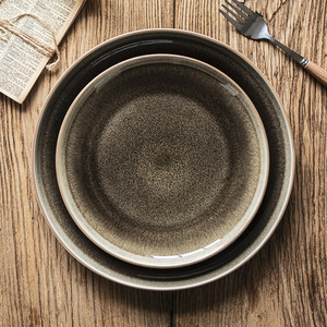 Service de vaisselle en céramique rétro avec glaçure réactive, assiettes en grès vintage, compatibles lave-vaisselle pour la restauration - Product Image 3