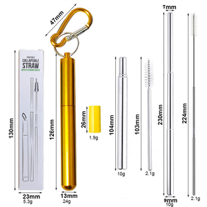 Wholesale Custom Retractable Folding Stainless Steel <strong>Metal</strong> <strong>Straw</strong> - Product Image 4