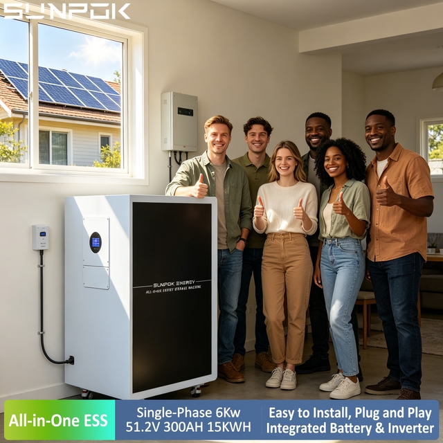 Sunpok 6kw Solar Battery 15kwh Battery Energy Storage System All in One 15kwh Battery Lifepo4 Home Energy System