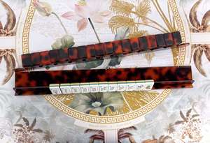 Jeu de tuiles de mahjong personnalisées MJ024, 160 tuiles, 4 couches, tortue américaine, lotus blanc, peintes à la main en acrylique, avec emballage personnalisé - Product Image 5