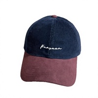 Casquette de baseball vintage en velours côtelé, color block, douce, 5 panneaux, à fermeture snapback pour femmes et couples