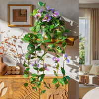 Plantes artificielles suspendues en plastique en gros, fausses fleurs de vigne, fleurs blanches écologiques pour la décoration de la maison, Noël, Pâques