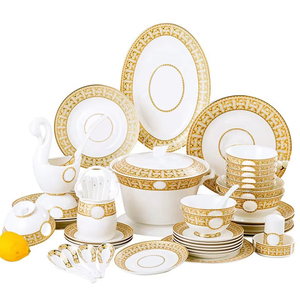 Juego de Vajilla de Porcelana China con Mosaico Dorado Estilo Occidental de 60 Piezas, Jingdezhen, Superventas - Product Image 2