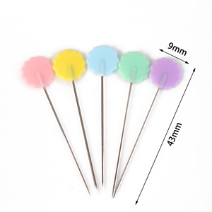 Vente en gros 100 pièces 200 pièces artisanales et cousues multicolores 53MM épingles de courtepointe <span class=keywords><strong>à</strong></span> <span class=keywords><strong>tête</strong></span> de fleur <span class=keywords><strong>plate</strong></span> - Product Image 5