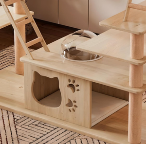 מתקן טיפוס לחתולים מעץ עמיד, מודרני וידידותי לסביבה, רהיט צעצוע אופנתי לחיות מחמד, עץ לחתולים, מידות בהתאמה אישית - Product Image 5