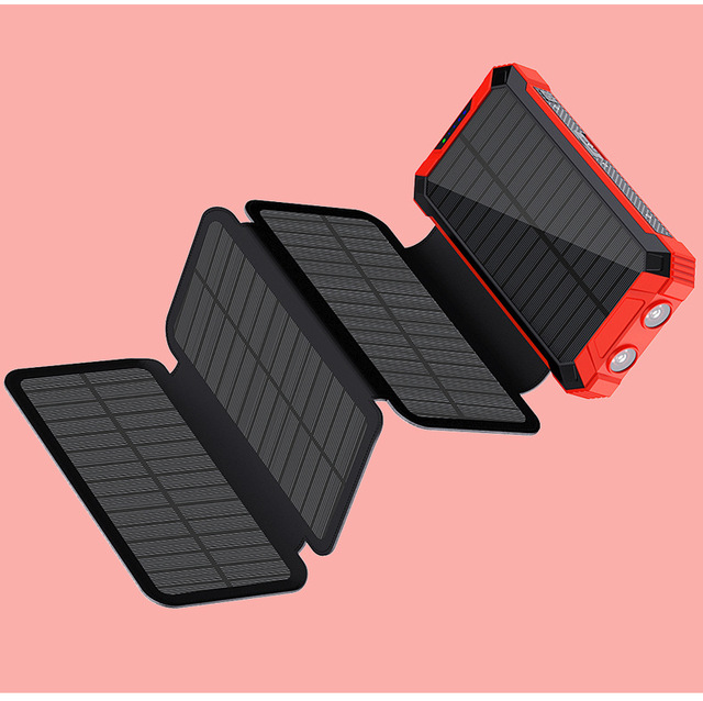 Portable Solar Panel Charger Folding Solar Panel Power Bank 20000mah 30000mah 50000mah Wireless Built Cables&led Power Bank