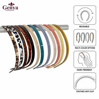 Serre-tête Genya élégant à motifs colorés en acétate fin avec dents antidérapantes, motif écaille de tortue de luxe, accessoires pour cheveux avec logo personnalisé