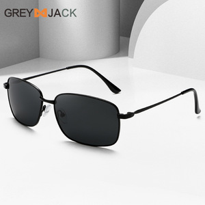 Lunettes de soleil métalliques Greyjack pour hommes, monture carrée, UV400, polarisées, verres TAC noirs, type 3, pare-soleil - Product Image 1
