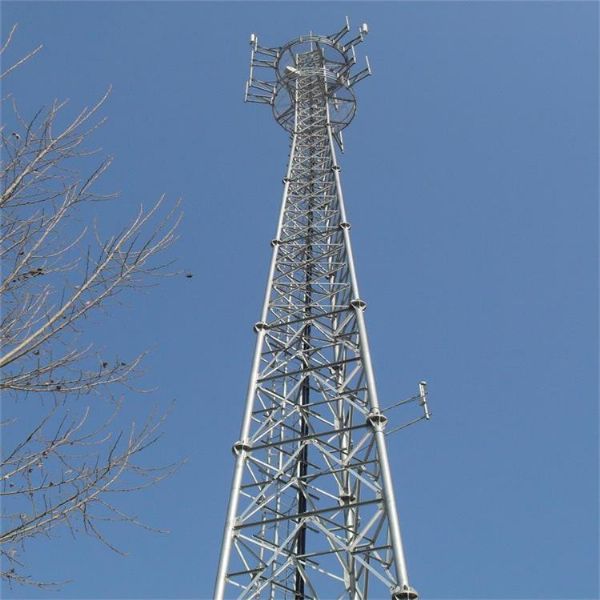 Communication Lattice telecom tower 3 Legs Galvanized Steel Tube Self Support 4
