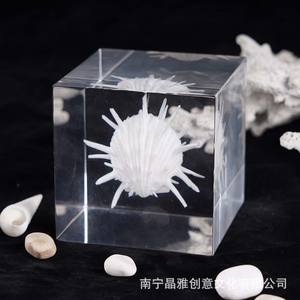 Cubo de espino de mar natural acrílico, adorno de escritorio, regalo decorativo, forma cuadrada, artesanía duradera - Product Image 2