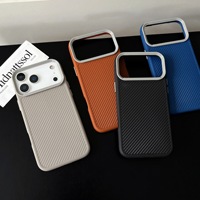 Funda Protectora de Fibra de Carbono a Prueba de Golpes para iPhone 17 16 15 14 13 12 11 Pro Max, Color Sólido