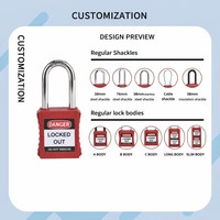 Cadenas de sécurité industriels LOTO personnalisés 38 mm, colorés, haute sécurité, antirouille, pour extérieur, avec anse en acier, étanches