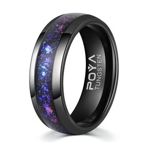 POYA <span class=keywords><strong>Anello</strong></span> Nuziale in Tungsteno Blu <span class=keywords><strong>Viola</strong></span> Galassia 4mm 8mm Comfort Fit, <span class=keywords><strong>Anello</strong></span> per Coppia in Acciaio Inossidabile Nero per Uomo e Donna - Product Image 1