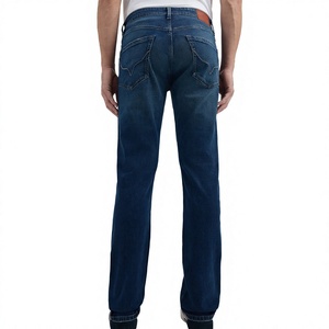 High Street Embroidered Ripped <b>Jeans</b> Men <b>Elastic</b> Slim Leg Distressed Streetwear Washed Denim Wholesale OEM Bulk Custom - Product Image 5