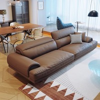Canapé modulaire extensible en cuir véritable Chesterfield, style italien minimaliste moderne, luxe léger nordique, pour salon et hôtel