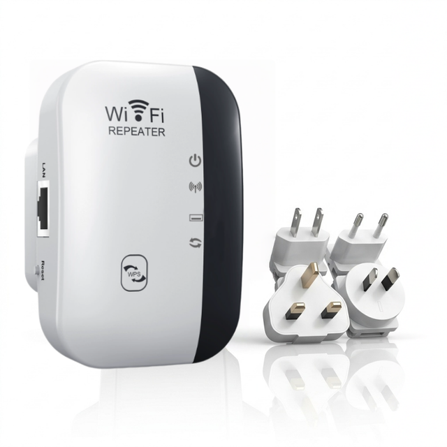 EU Plug 300Mbps Dual-Band WiFi Range Extender with AP & Router Mode White+Black Small Size for Home Office