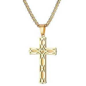 Collar de Acero Inoxidable con Colgante de Cruz Irlandesa de 43 mm para Uso Diario Femenino - Product Image 3