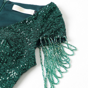 Vestidos de noche maxi de lentejuelas de lujo con cuello en V profundo de manga corta <span class=keywords><strong>verde</strong></span> de calidad boutique para mujer Sexy Party Night - Product Image 6