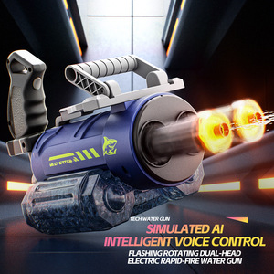 Pistolet à eau rotatif à double canon Gatling pour enfant avec commande vocale intelligente IA, grande capacité, haute pression, jouet aquatique pour l'été - Product Image 3