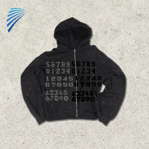 Sweat-shirt à capuche d'hiver à motif de lettres brodées en éponge pour hommes - Product Image 1