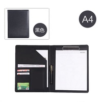 Cartera de negocios de piel sintética con impresión de logotipo personalizado, diseño sencillo, carpeta de archivos, carpeta de documentos A4 con Bloc de notas