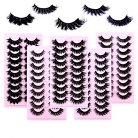 Lot de 10 paires de faux cils tridimensionnels multicouches volumineux naturellement réalistes