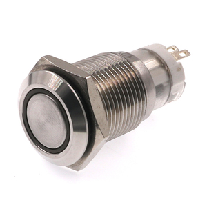 Interruptor de encendido y apagado autoblocante momentáneo <span class=keywords><strong>12V</strong></span> 16mm Interruptor de botón pulsador de metal 12mm sin Led - Product Image 5