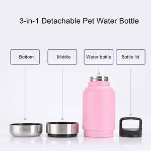 Comedero Portátil de Acero Inoxidable de 32oz con Logotipo Personalizado, Tazón de Viaje para Mascotas, Botella de Agua 3 en 1 Desmontable con Tapa y Aislamiento para Perros - Product Image 4