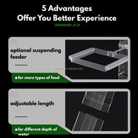 Distributeur de nourriture pour poissons transparent multi-tailles avec système anti-étranglement, support et ventouse pour aquarium