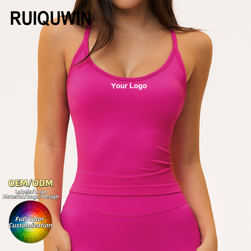 RUIQUWIN Wholesale Women's Quick-Dry Sports Bra Breathable Cross-Back Yoga Top with High Support for Outdoor Running Vest