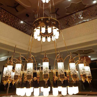 Projet de personnalisation de lustre islamique pour mosquée, grand lustre de luxe en or, éclairage de mosquée musulmane, lustre en cristal pour église