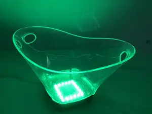 Grande Capacité 12L Poignée Portable Éclairage LED Vin En Plastique Champagne Seaux À Glace