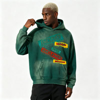 AMCLEVER 2026 Sweat à capuche pour homme délavé à l'acide, dégradé, coupe oversize, 360 g/m², pull vierge, personnalisable DTG DTF, logo OEM
