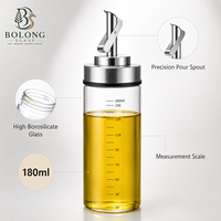 Bouteille Distributrice d'Huile en Verre Cylindrique Écologique 180ml 6oz avec Bec Verseur à Levier et Échelle de Mesure, Logo Personnalisé, Vente en Gros, Bolong
