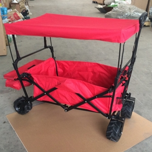 Chariot pliant de grande capacité de 120kg avec de grandes roues chromées robustes Chariot de pique-nique portable et de plage en métal - Product Image 3