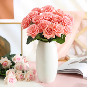 Regalo de San Valentín, Rosa Rosa de Tacto Real, Flores Decorativas, Coronas y Plantas, Decoración y Suministros para Bodas, Rosas Artificiales - Product Image 1