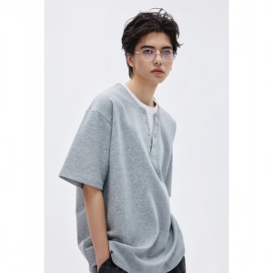 <span class=keywords><strong>Polo</strong></span> Casual Oversize da Uomo Estivo Nero con Scollo a V Manica Corta in Maglia 100% Cotone - Product Image 2